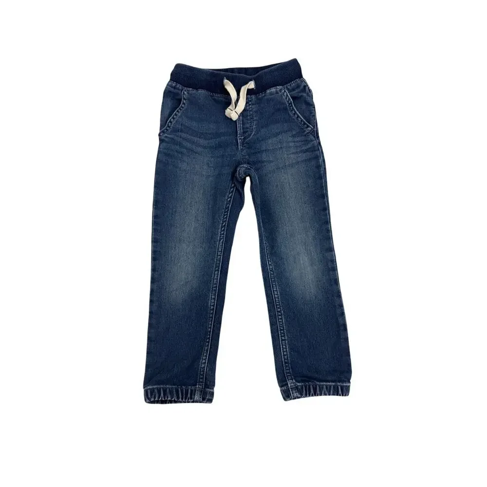 GAP Denim Elastic Waistband Pull On Drawstring Blue Jogger Jeans Size Youth 4